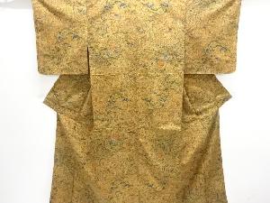 大特価品　花鳥に波模様手織り紬着物